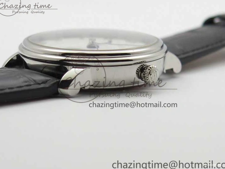 0311 MultiPurpose Villeret 6654 SS Complicated Function OMF 1:1 Best Edition White Dial on Black Leather Strap A6654 V 7901